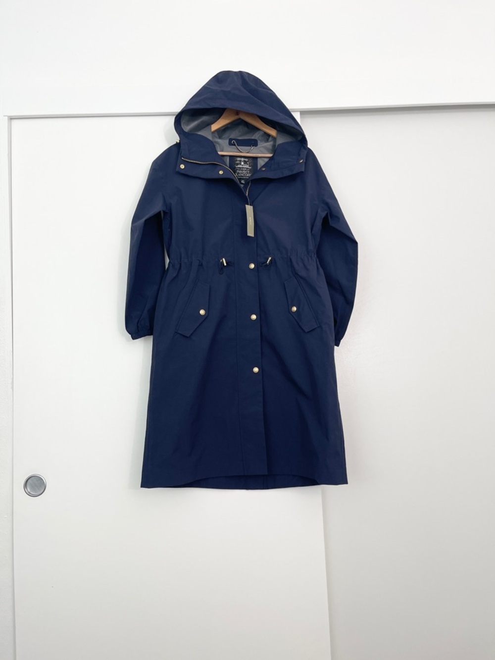 NWT J.Crew Navy Blue The Perfect Raincoat Jacket Size XXS
